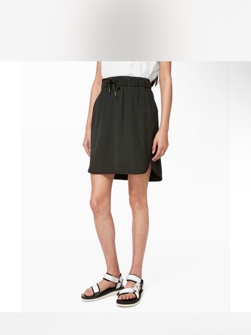 Lululemon On The Fly Black Drawstring High-Low Casual Skirt